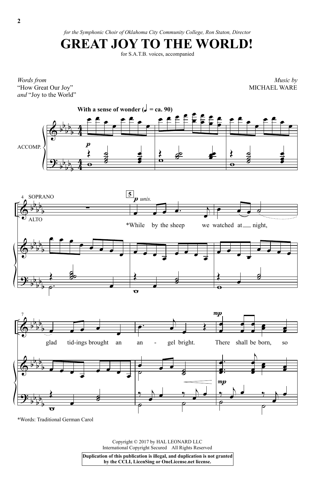 Michael Ware Great Joy To The World Sheet Music Notes & Chords for SATB - Download or Print PDF