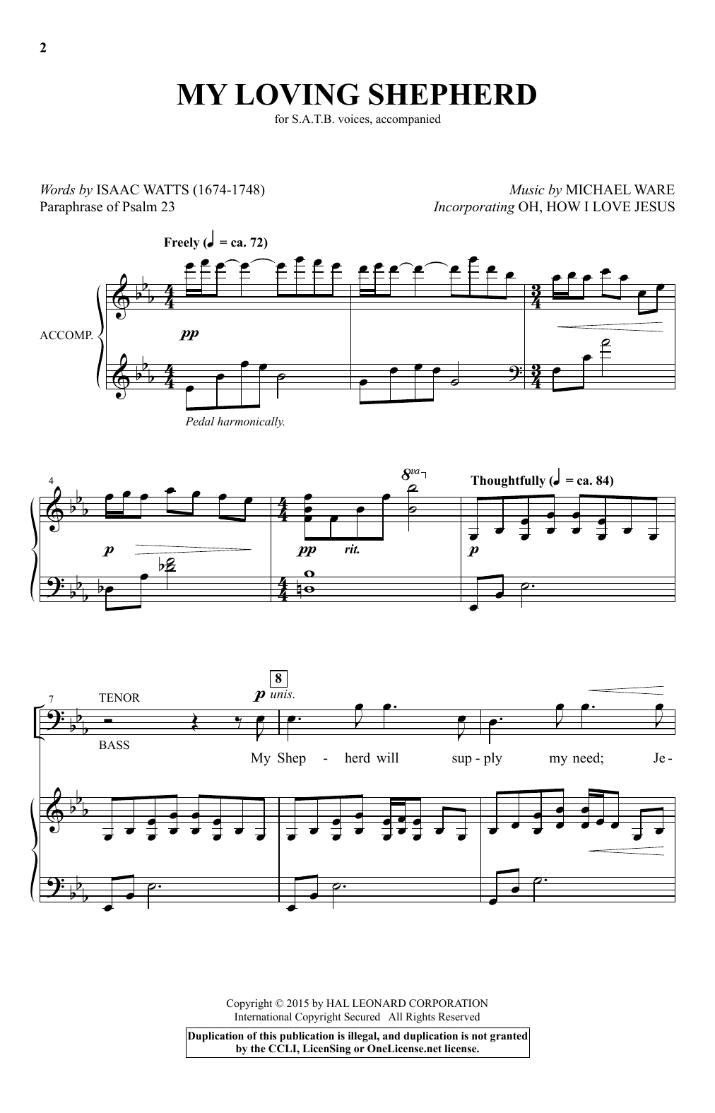 Michael Ware My Loving Shepherd Sheet Music Notes & Chords for SATB - Download or Print PDF