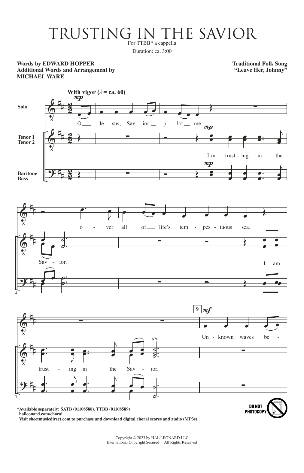 Michael Ware Trusting In The Savior Sheet Music Notes & Chords for SATB Choir - Download or Print PDF