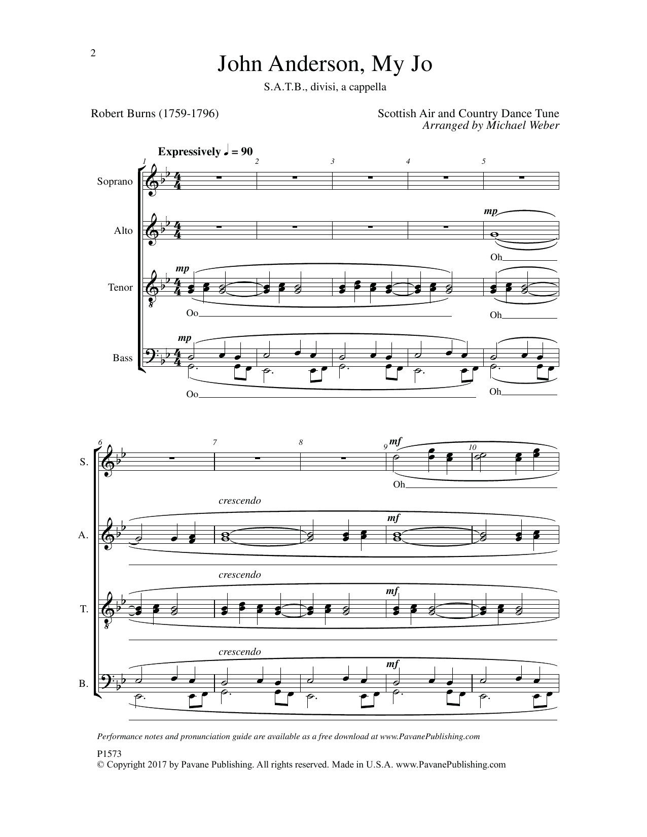 Michael Weber John Anderson, My Jo Sheet Music Notes & Chords for Choral - Download or Print PDF