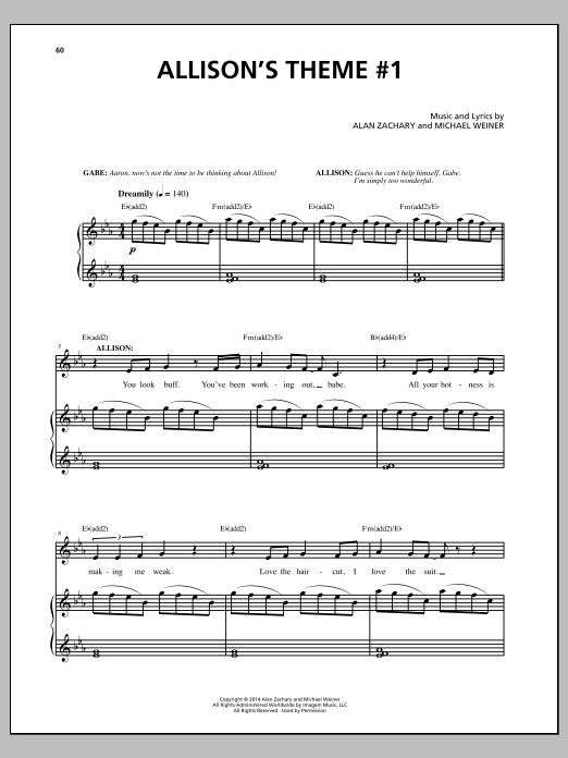 Michael Weiner Allison's Theme #1 Sheet Music Notes & Chords for Piano & Vocal - Download or Print PDF