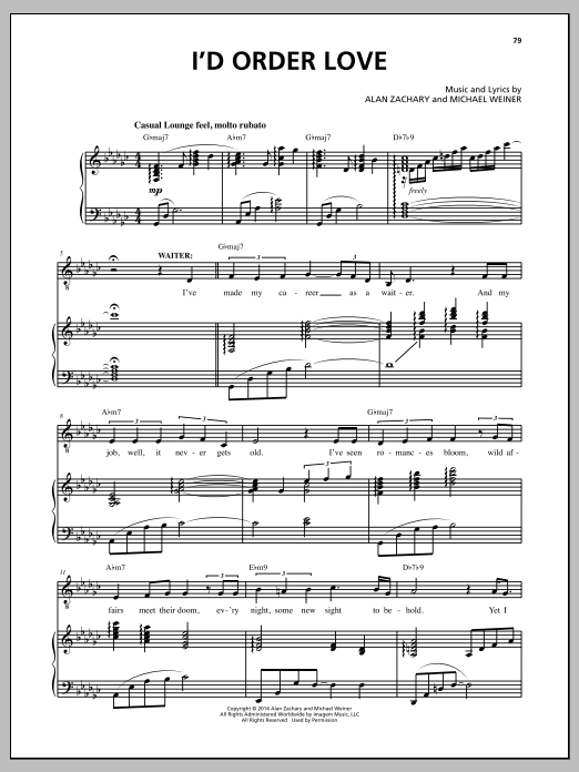 Michael Weiner I'd Order Love Sheet Music Notes & Chords for Piano & Vocal - Download or Print PDF