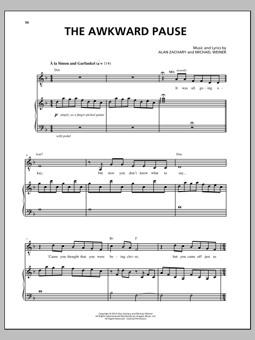 Michael Weiner The Awkward Pause Sheet Music Notes & Chords for Piano & Vocal - Download or Print PDF