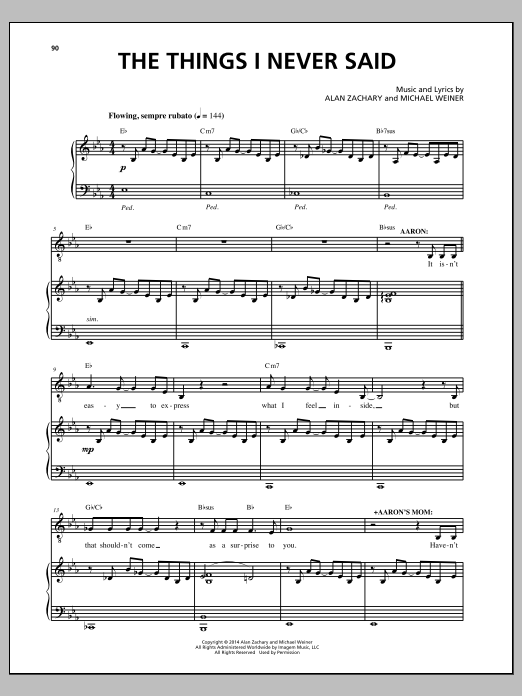 Michael Weiner The Things I Never Said Sheet Music Notes & Chords for Piano & Vocal - Download or Print PDF