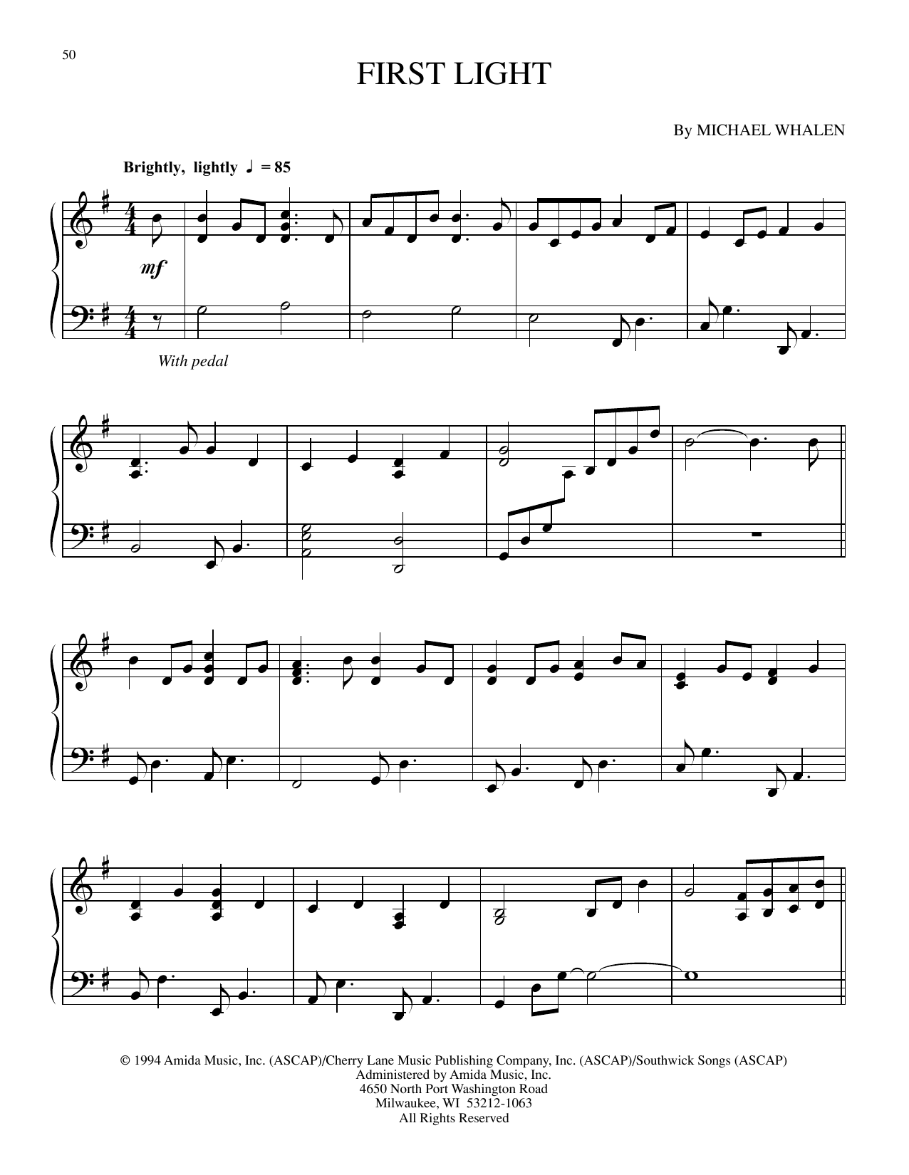 Michael Whalen First Light Sheet Music Notes & Chords for Piano Solo - Download or Print PDF