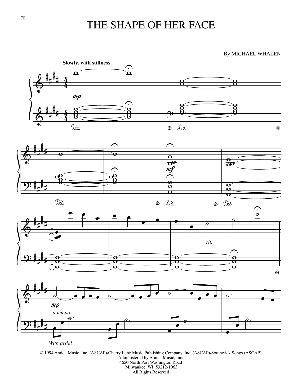Michael Whalen The Shape Of Her Face Sheet Music Notes & Chords for Piano Solo - Download or Print PDF