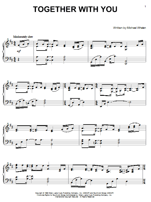 Michael Whalen Together With You Sheet Music Notes & Chords for Piano - Download or Print PDF