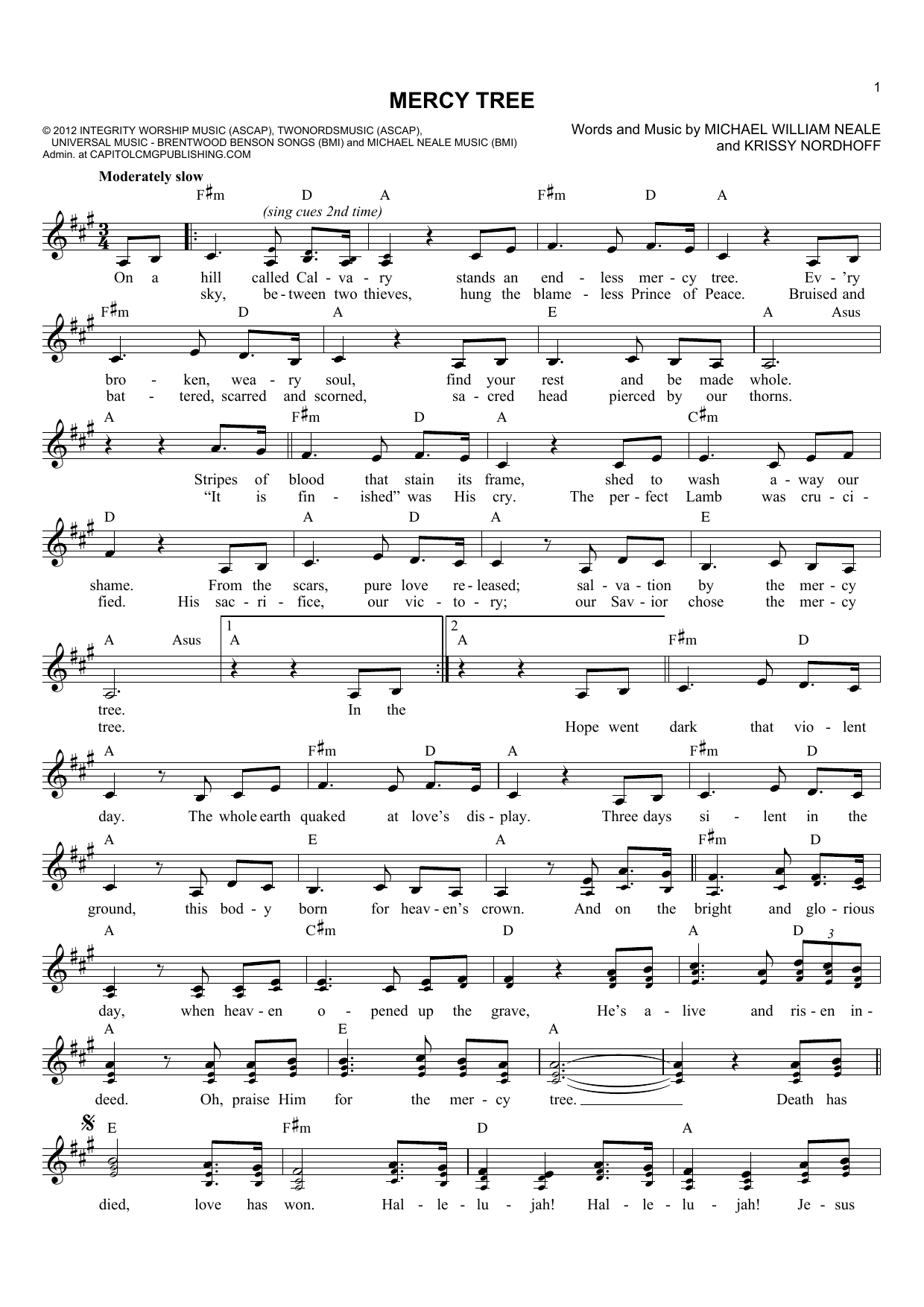 Michael William Neale Mercy Tree Sheet Music Notes & Chords for Lead Sheet / Fake Book - Download or Print PDF