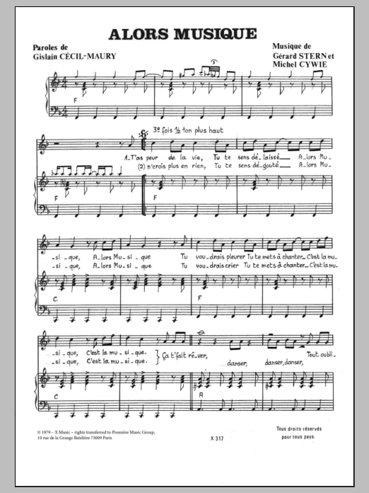 Michel Cywie ALORS MUSIQUE! Sheet Music Notes & Chords for Piano & Vocal - Download or Print PDF