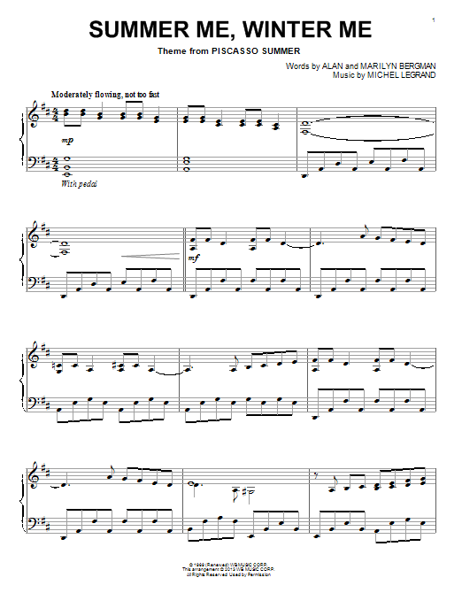 Michel Legr Summer Me, Winter Me Sheet Music Notes & Chords for Piano - Download or Print PDF