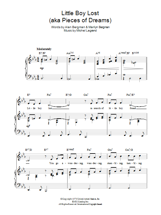 Michel LeGrand Little Boy Lost Sheet Music Notes & Chords for Piano, Vocal & Guitar - Download or Print PDF