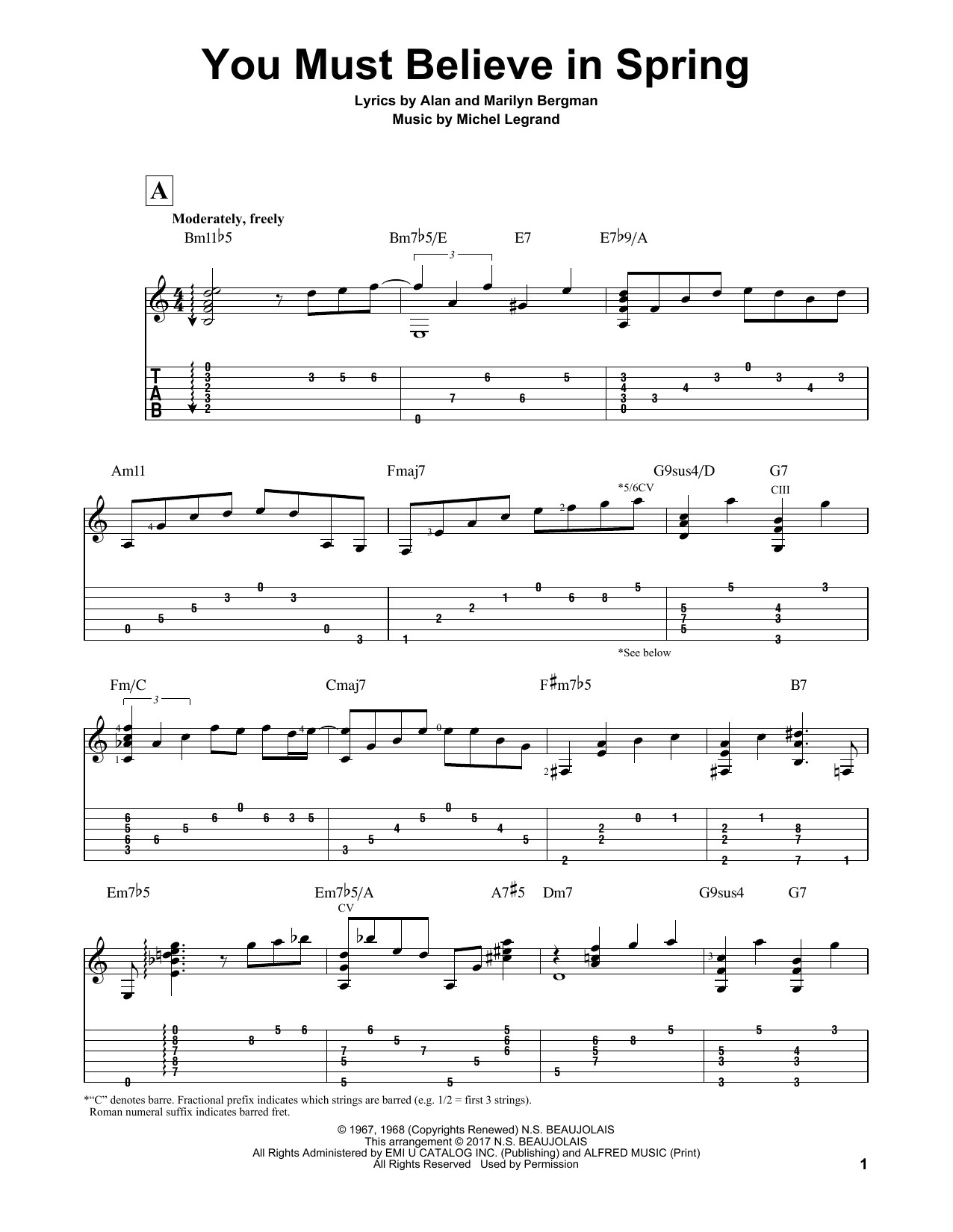 Matt Otten You Must Believe In Spring Sheet Music Notes & Chords for Guitar Tab - Download or Print PDF