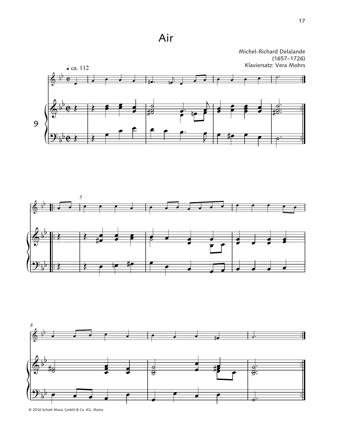 Michel-Richard Delalande Air Sheet Music Notes & Chords for Woodwind Solo - Download or Print PDF