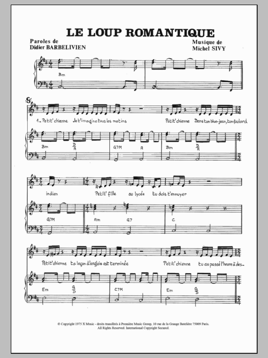 Michel Sivy Le Loup Romantique Sheet Music Notes & Chords for Piano & Vocal - Download or Print PDF
