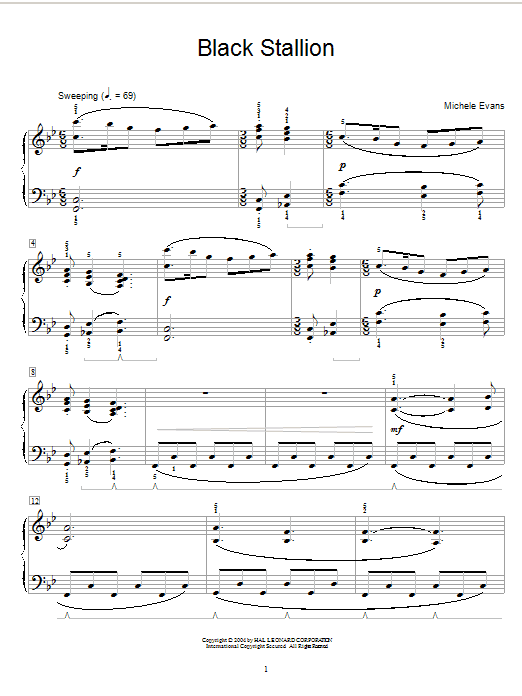 Michele Evans Black Stallion Sheet Music Notes & Chords for Educational Piano - Download or Print PDF