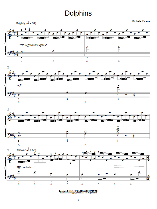 Michele Evans Dolphins Sheet Music Notes & Chords for Educational Piano - Download or Print PDF