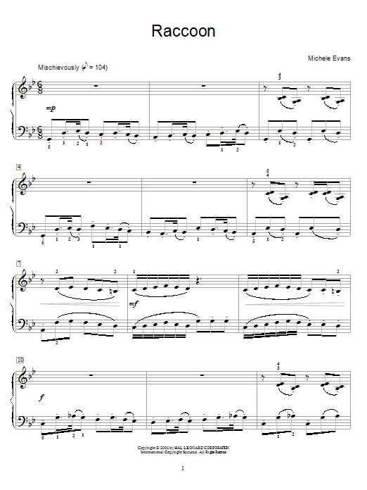 Michele Evans Raccoon Sheet Music Notes & Chords for Educational Piano - Download or Print PDF