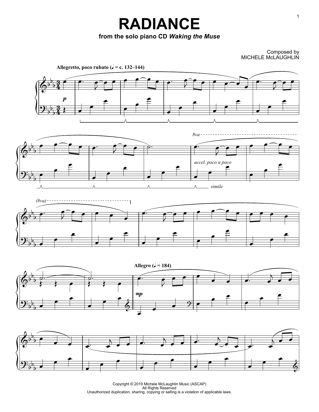 Michele McLaughlin Radiance Sheet Music Notes & Chords for Piano Solo - Download or Print PDF