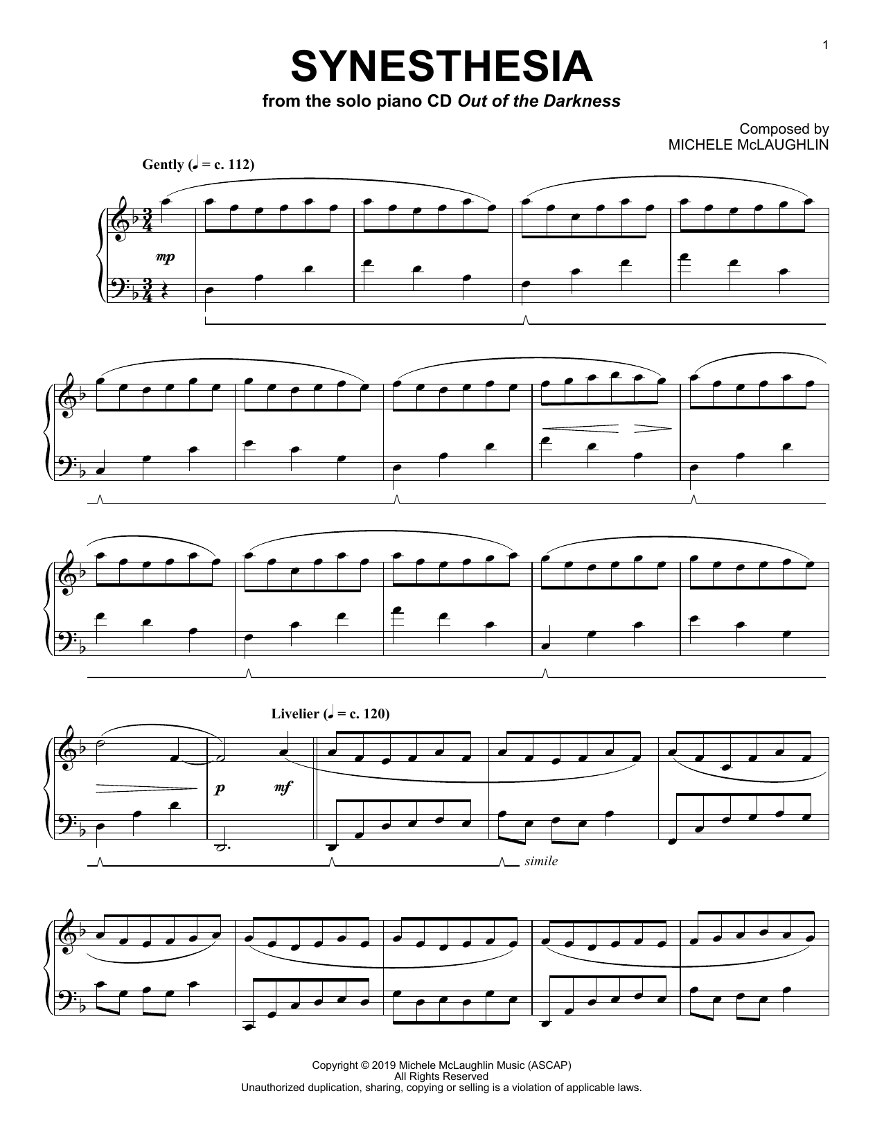 Michele McLaughlin Synesthesia Sheet Music Notes & Chords for Piano Solo - Download or Print PDF
