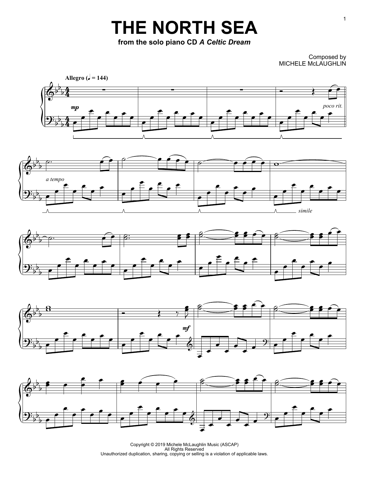 Michele McLaughlin The North Sea Sheet Music Notes & Chords for Piano Solo - Download or Print PDF