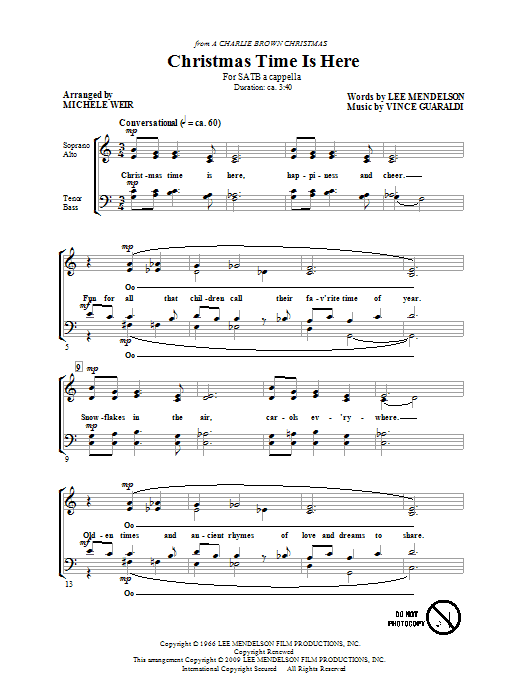 Michele Weir Christmas Time Is Here Sheet Music Notes & Chords for SATB - Download or Print PDF