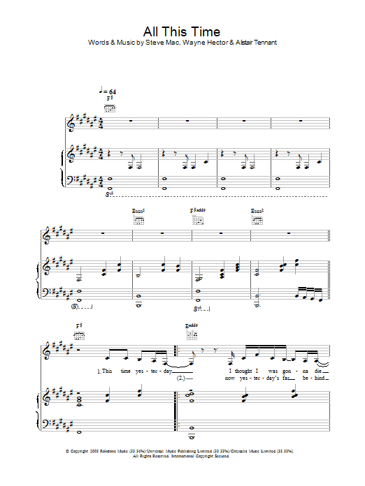 Michelle All This Time Sheet Music Notes & Chords for Piano, Vocal & Guitar - Download or Print PDF