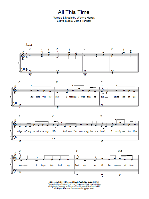 Michelle McManus All This Time Sheet Music Notes & Chords for Beginner Piano - Download or Print PDF