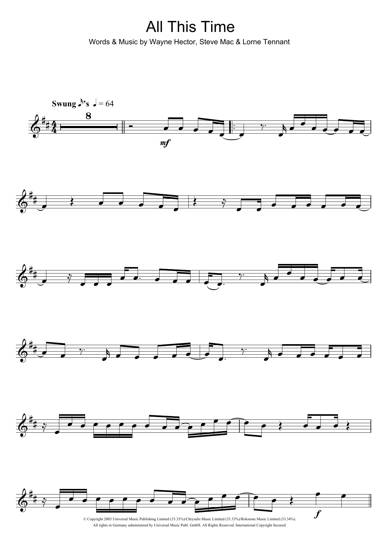 Michelle McManus All This Time Sheet Music Notes & Chords for Flute - Download or Print PDF