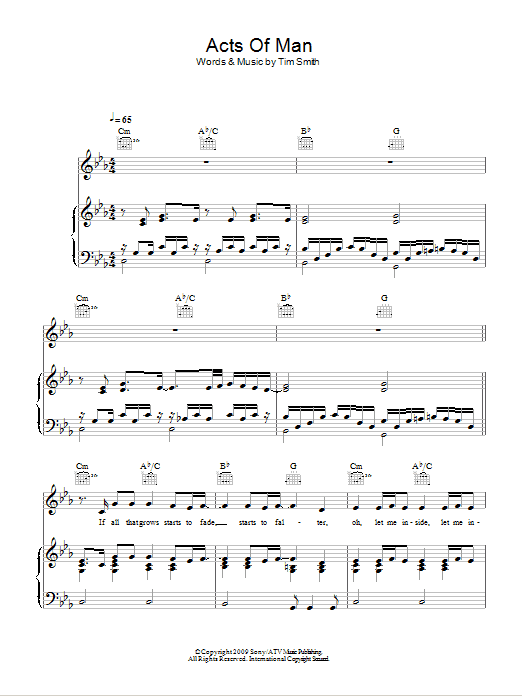 Midlake Acts Of Man Sheet Music Notes & Chords for Piano, Vocal & Guitar (Right-Hand Melody) - Download or Print PDF