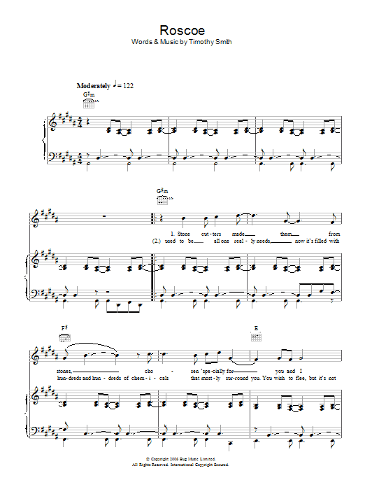 Midlake Roscoe Sheet Music Notes & Chords for Lyrics & Chords - Download or Print PDF