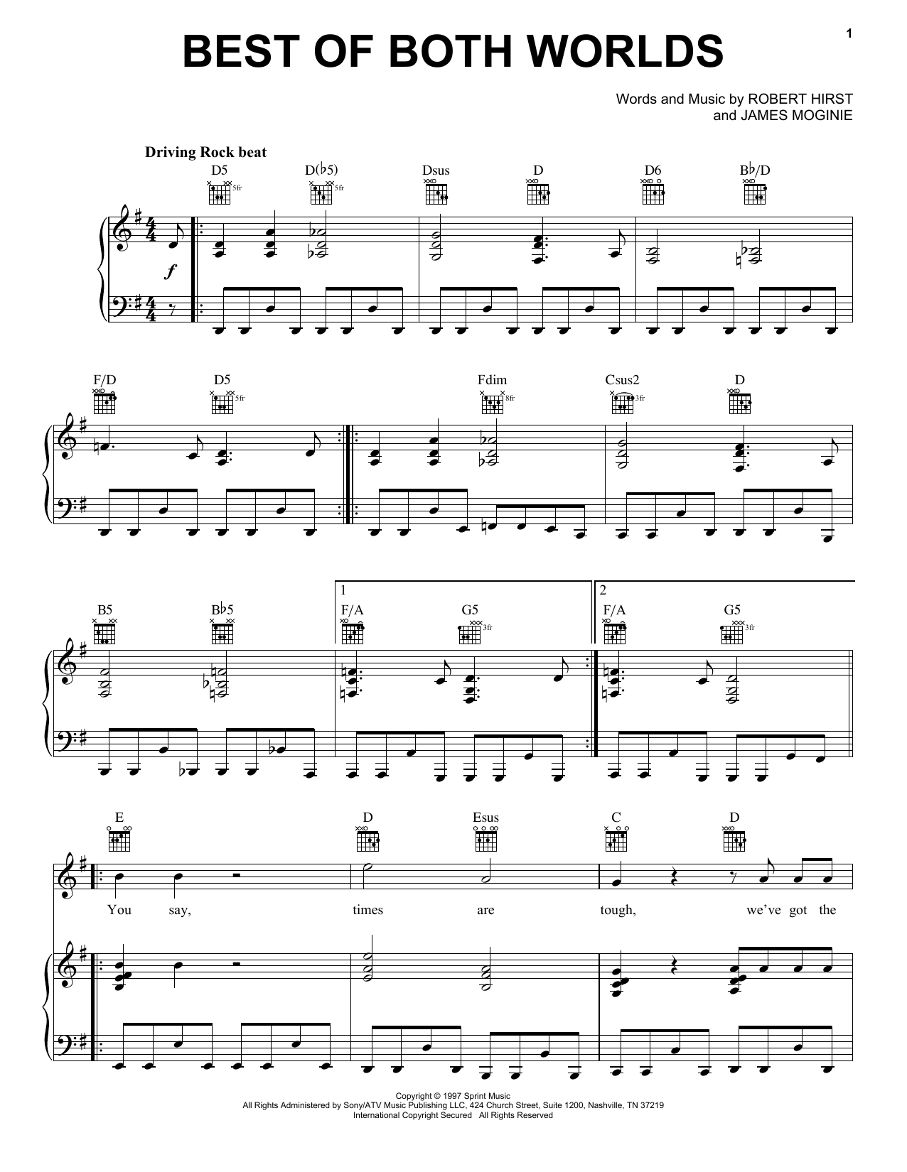 Midnight Oil Best Of Both Worlds Sheet Music Notes & Chords for Piano, Vocal & Guitar (Right-Hand Melody) - Download or Print PDF