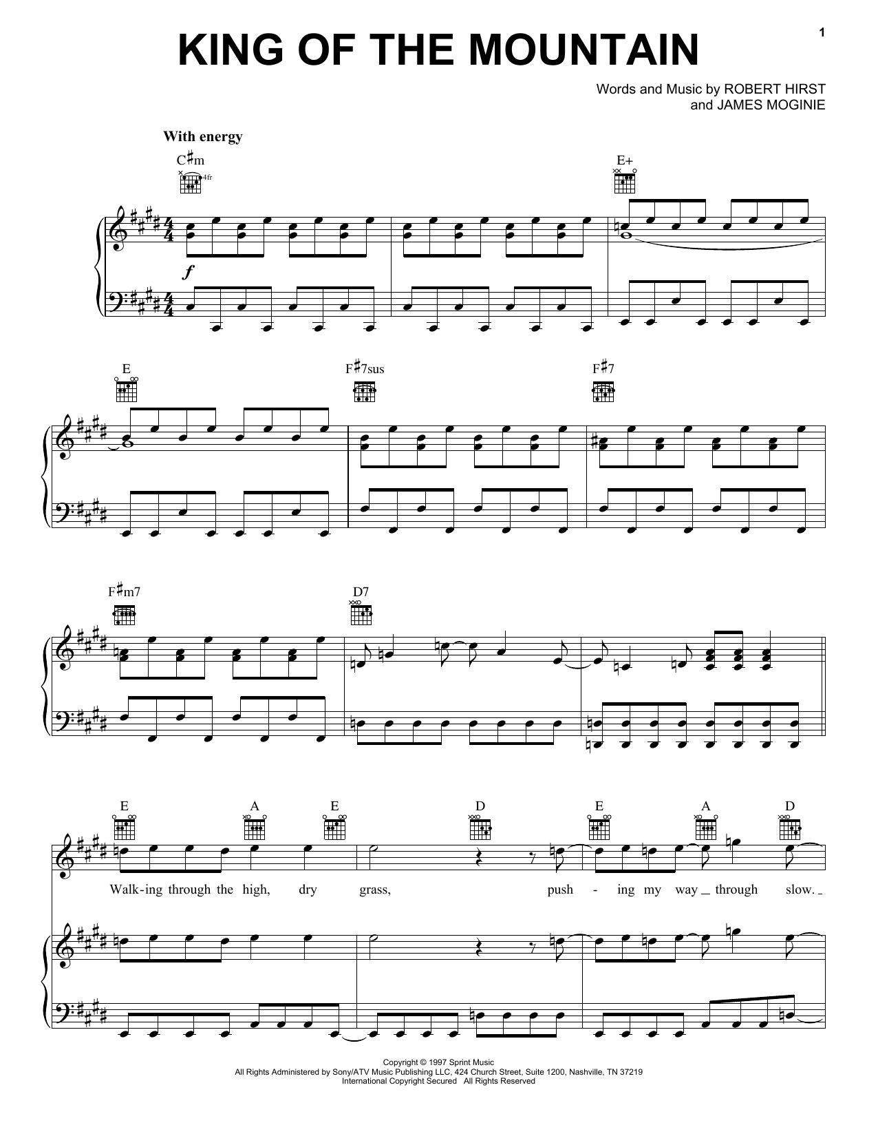 Midnight Oil King Of The Mountain Sheet Music Notes & Chords for Piano, Vocal & Guitar (Right-Hand Melody) - Download or Print PDF