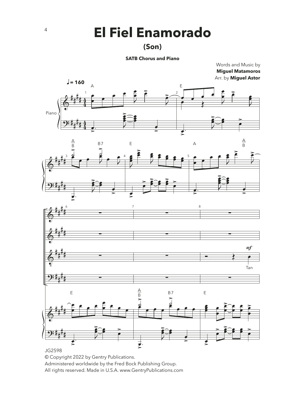 Miguel Astor El Fiel Enamorado (The Faithful Lover) Sheet Music Notes & Chords for Choir - Download or Print PDF