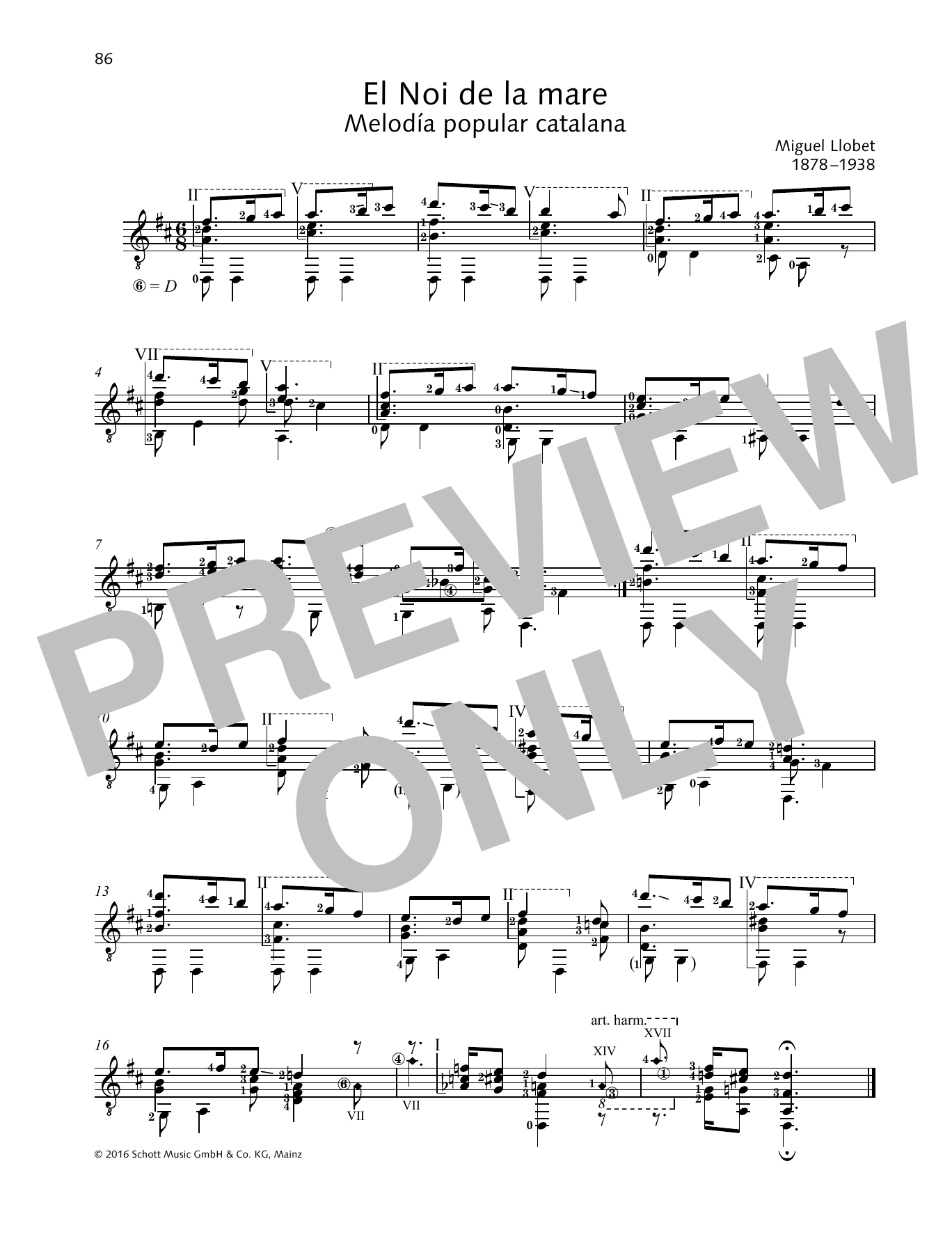 Miguel Llobet El Noi De La Mare Sheet Music Notes & Chords for Solo Guitar - Download or Print PDF