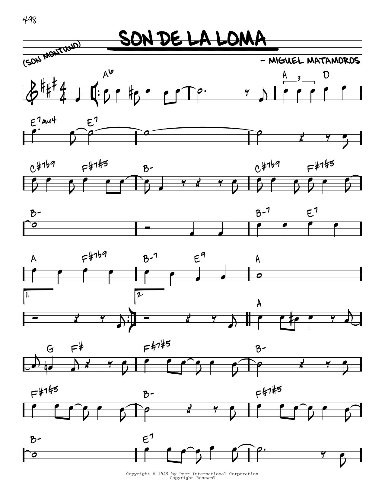 Miguel Matamoros Son De La Loma Sheet Music Notes & Chords for Real Book – Melody & Chords - Download or Print PDF