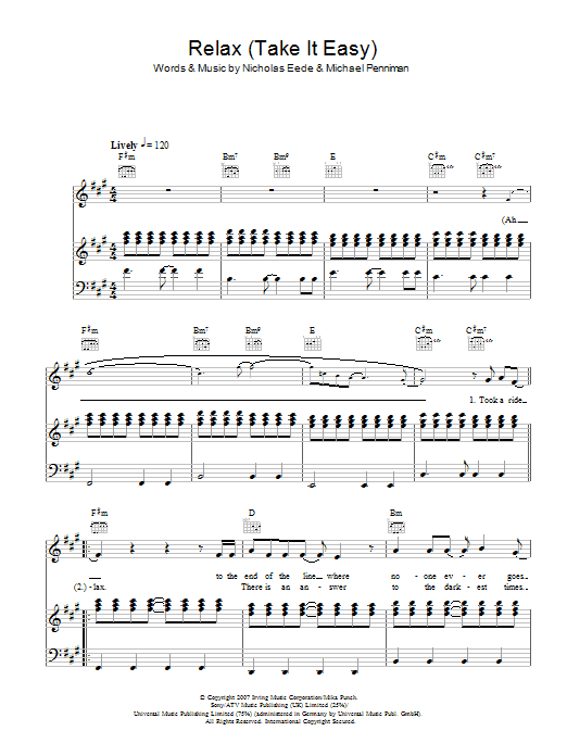 Mika Relax (Take It Easy) Sheet Music Notes & Chords for Piano, Vocal & Guitar - Download or Print PDF