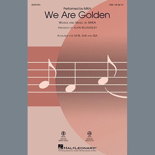 Mika, We Are Golden (arr. Alan Billingsley), SAB Choir