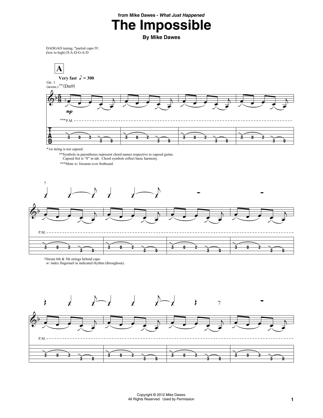 Mike Dawes The Impossible Sheet Music Notes & Chords for Solo Guitar Tab - Download or Print PDF