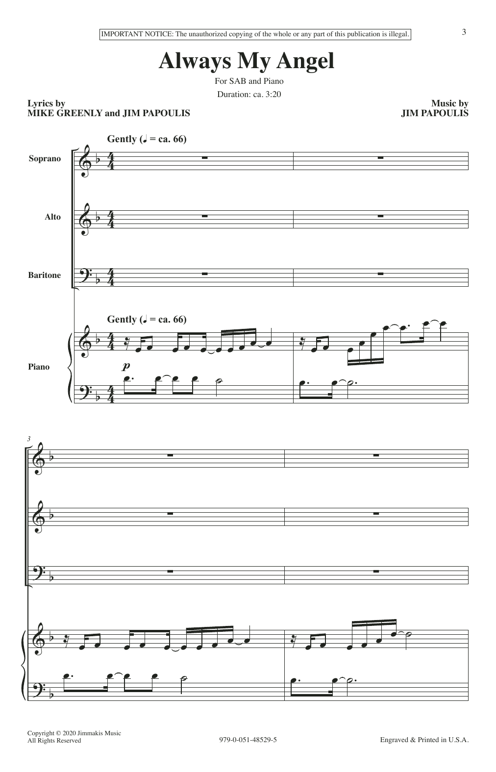 Mike Greenly and Jim Papoulis Always My Angel Sheet Music Notes & Chords for SAB Choir - Download or Print PDF