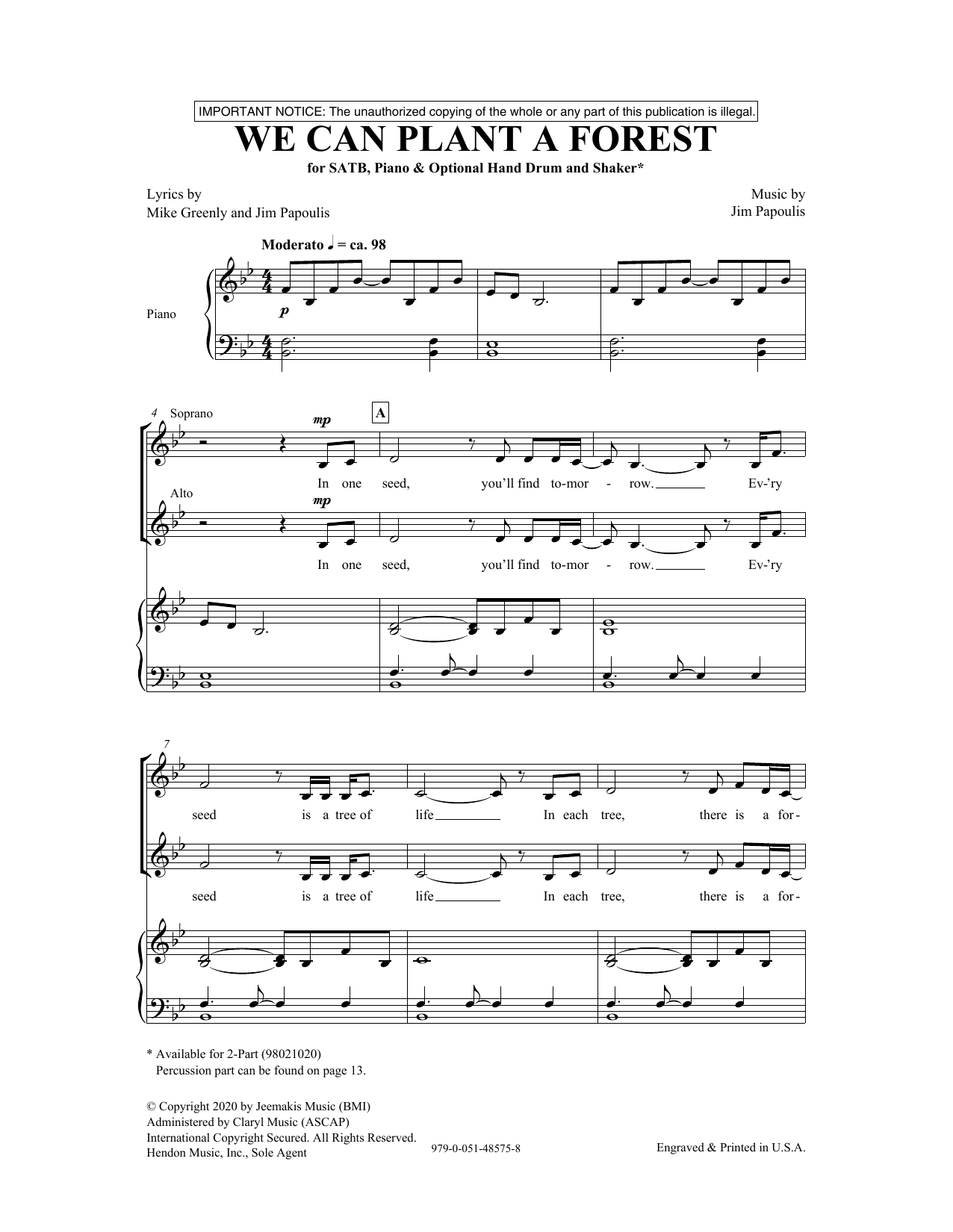 Mike Greenly and Jim Papoulis We Can Plant A Forest Sheet Music Notes & Chords for SATB Choir - Download or Print PDF