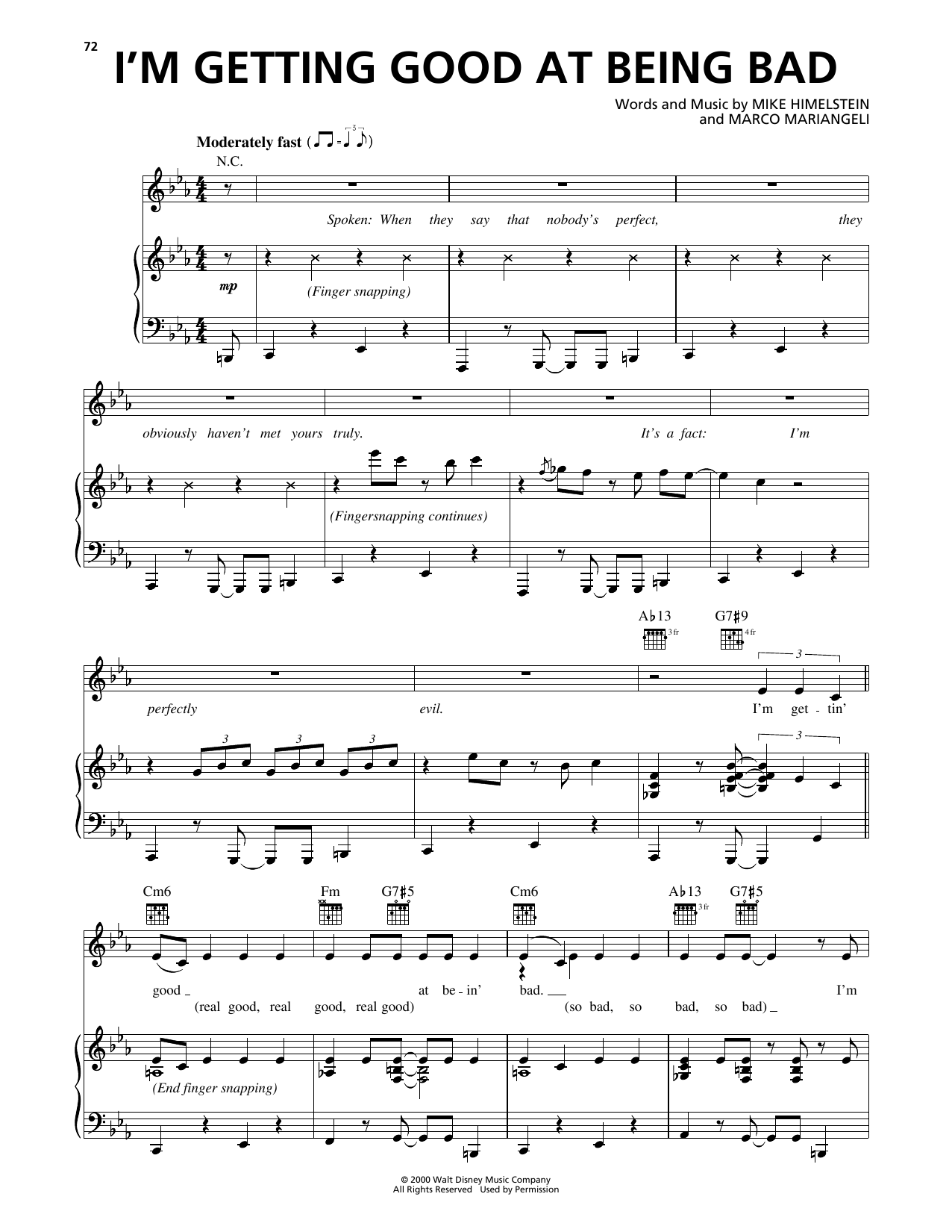 Mike Himelstein I'm Getting Good At Being Bad (from 102 Dalmatians) Sheet Music Notes & Chords for Piano, Vocal & Guitar Chords (Right-Hand Melody) - Download or Print PDF