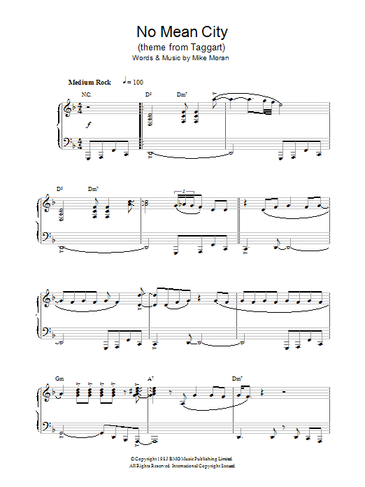Mike Moran No Mean City (theme from Taggart) Sheet Music Notes & Chords for Piano - Download or Print PDF