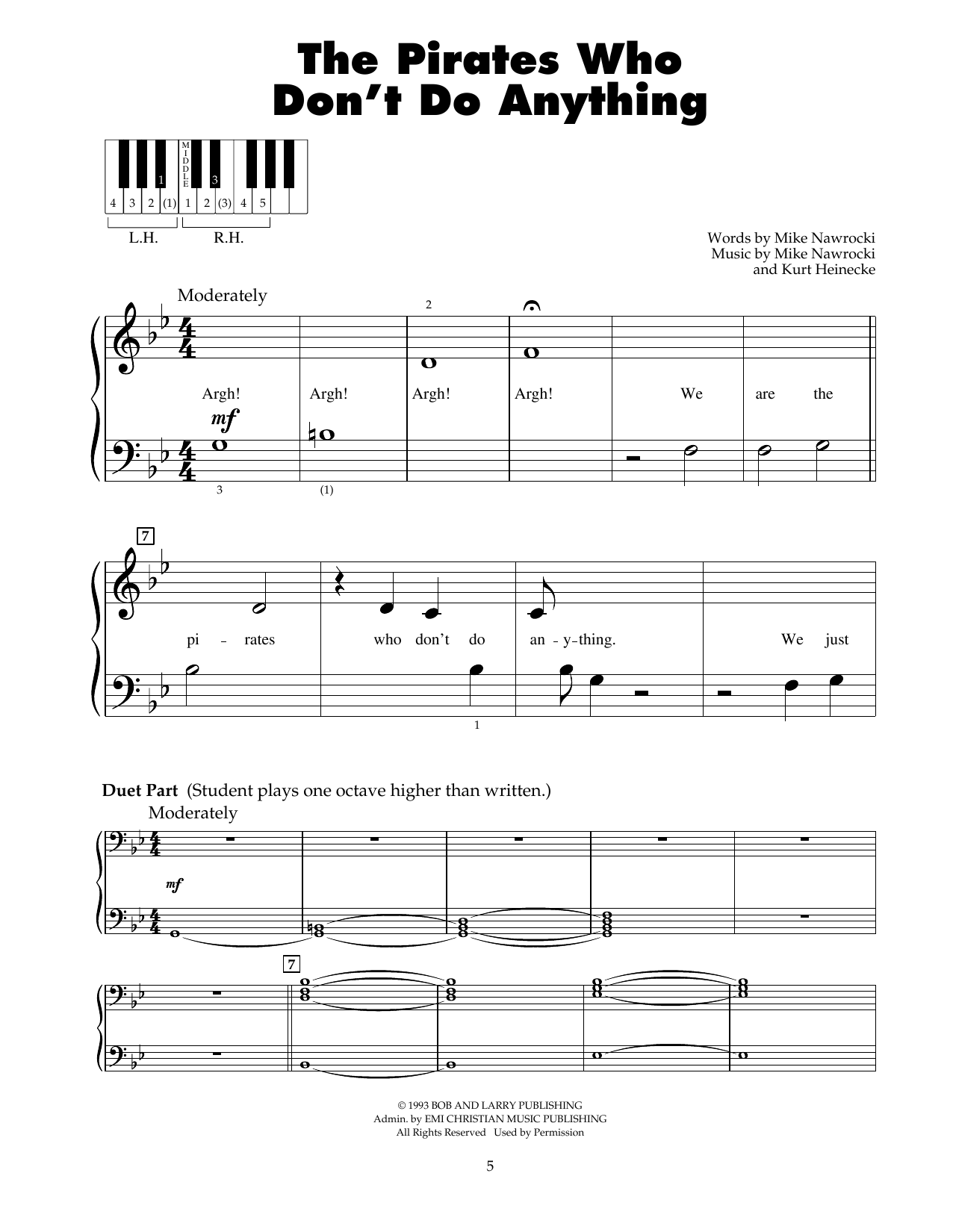 Mike Nawrocki The Pirates Who Don't Do Anything (from Jonah - A VeggieTales Movie) Sheet Music Notes & Chords for 5-Finger Piano - Download or Print PDF