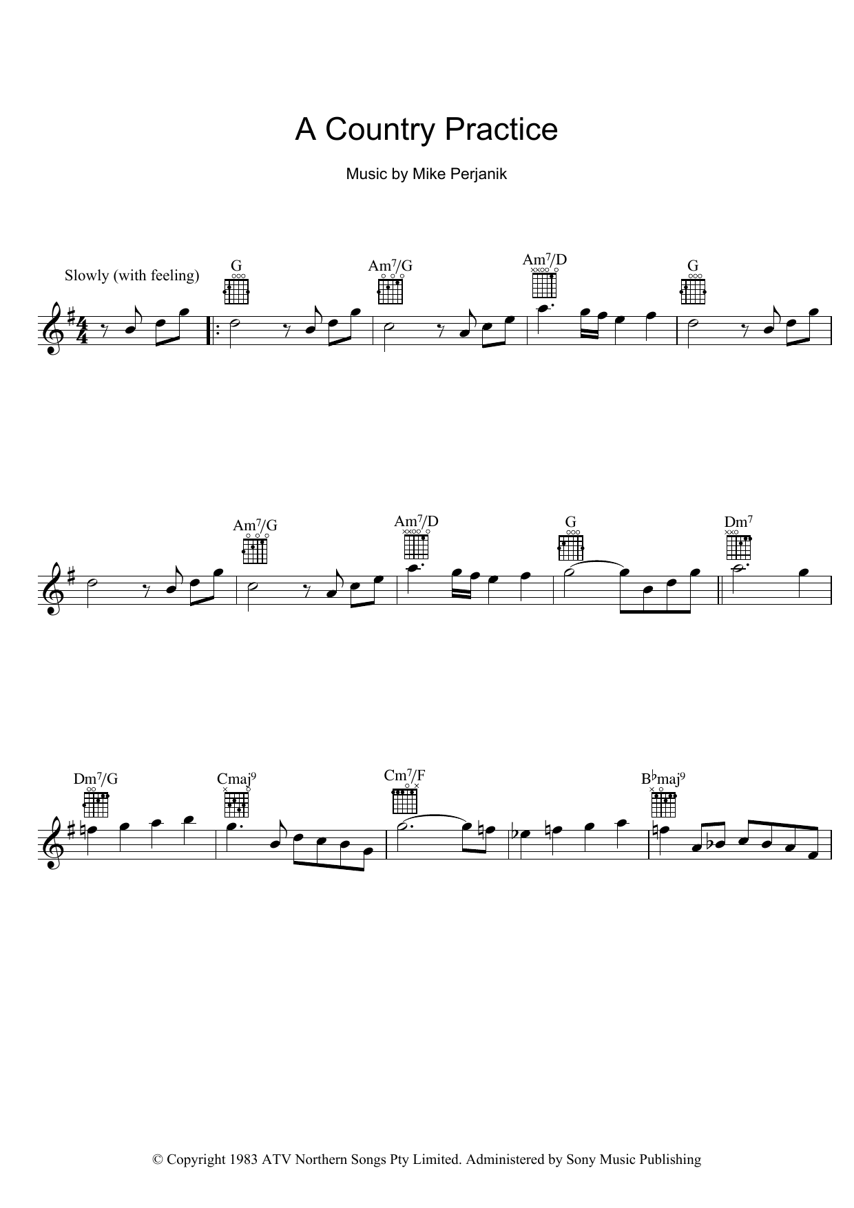 Mike Perjanik A Country Practice Sheet Music Notes & Chords for Melody Line, Lyrics & Chords - Download or Print PDF