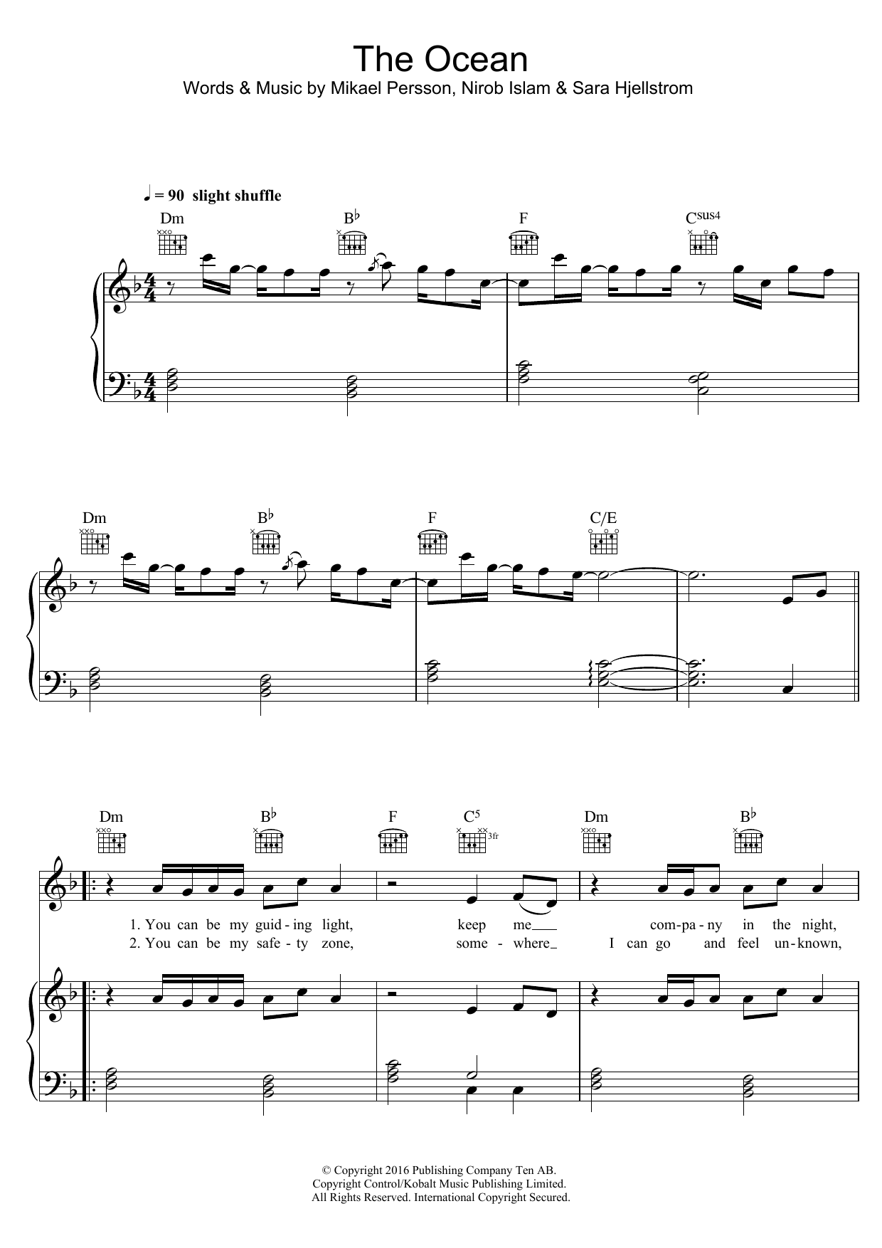 Mike Perry The Ocean (featuring Shy Martin) Sheet Music Notes & Chords for Piano, Vocal & Guitar (Right-Hand Melody) - Download or Print PDF