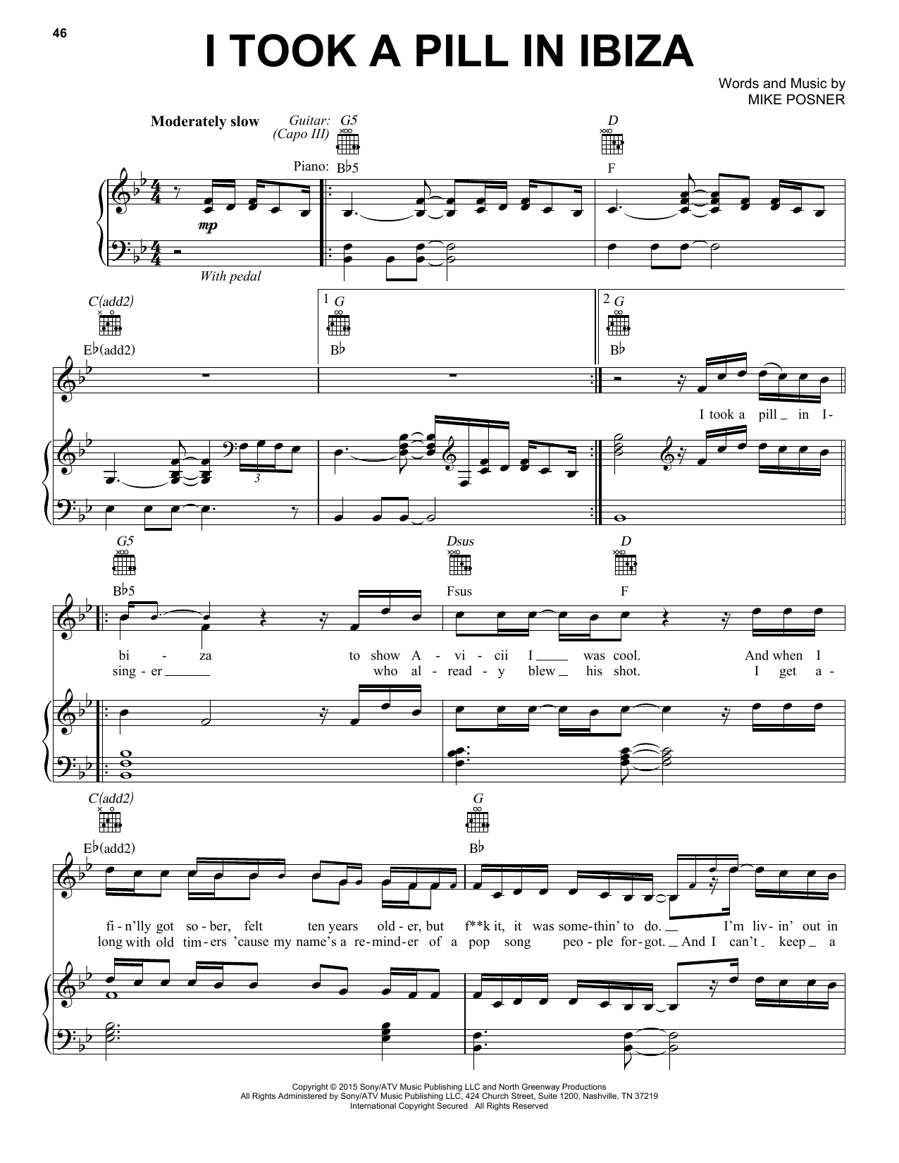 Mike Posner I Took A Pill In Ibiza Sheet Music Notes & Chords for Ukulele - Download or Print PDF