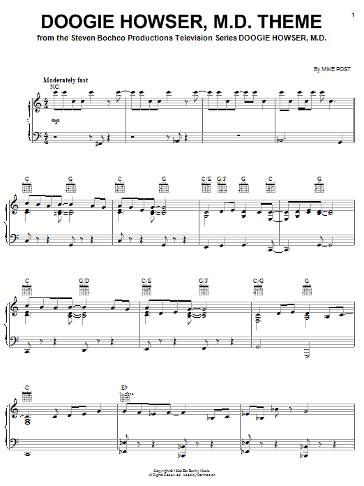 Mike Post Doogie Howser, M.D. Theme Sheet Music Notes & Chords for Piano - Download or Print PDF