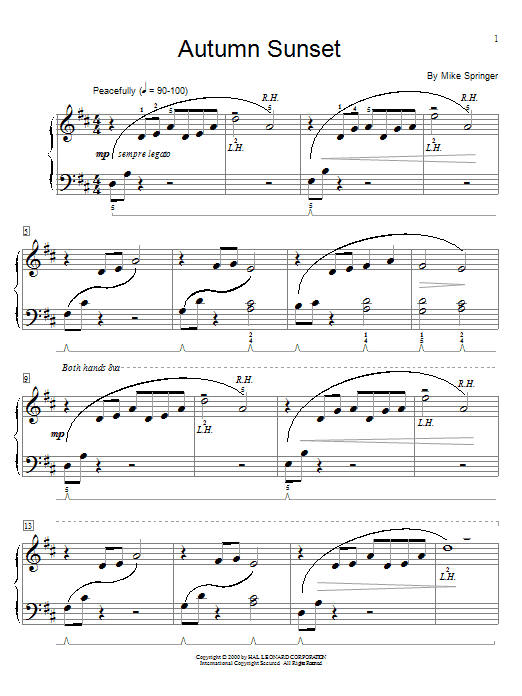Mike Springer Autumn Sunset Sheet Music Notes & Chords for Educational Piano - Download or Print PDF