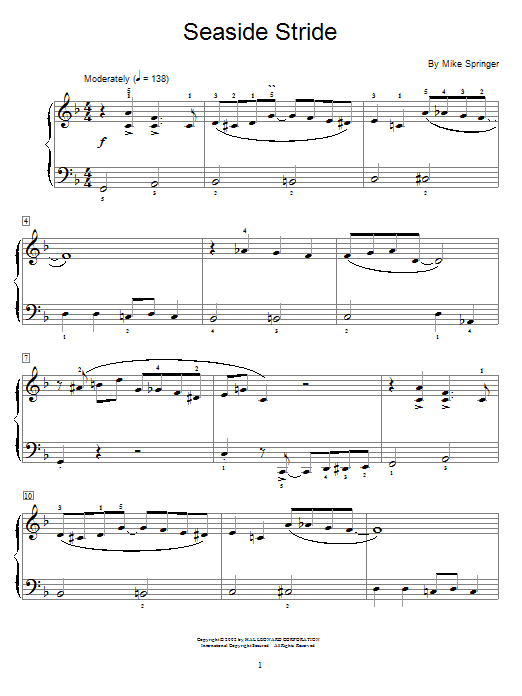 Mike Springer Seaside Stride Sheet Music Notes & Chords for Educational Piano - Download or Print PDF