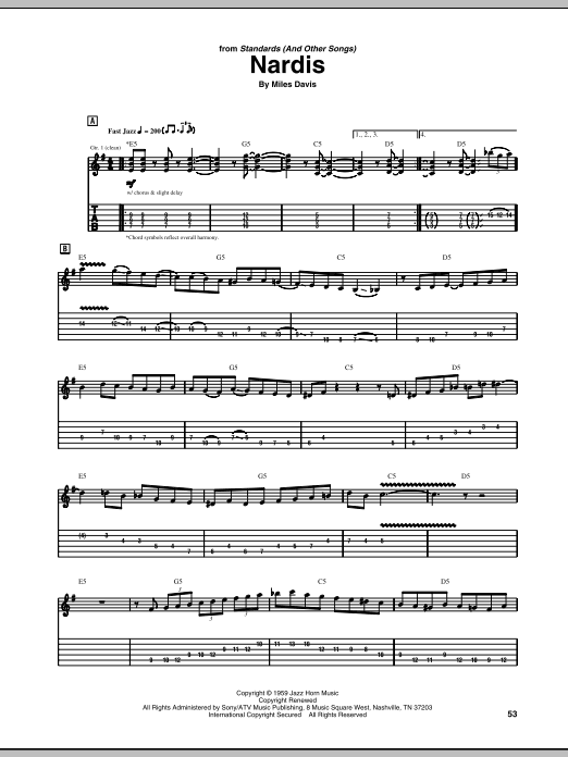 Mike Stern Nardis Sheet Music Notes & Chords for Guitar Tab - Download or Print PDF